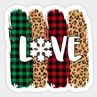 Love Christmas plaid Sticker